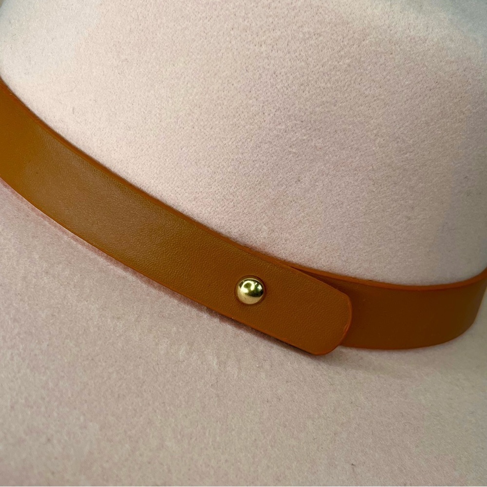 Classic Western Cowgirl Wide-Brim Hat w/Tan Band Pink Women’s Faux Wool Classic - Picture 7 of 9